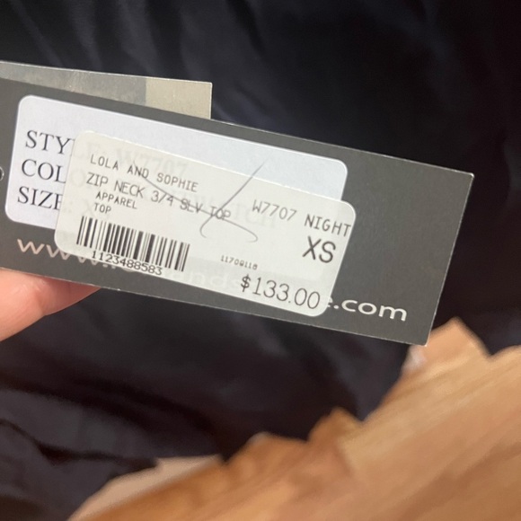 Lola and Sophie zip Neck 3/4 SLV Top apparel top - Picture 3 of 5